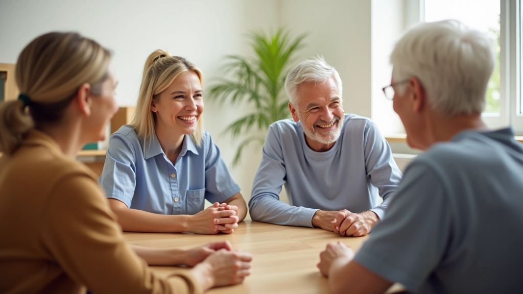 Group of caregivers having supportive discussion