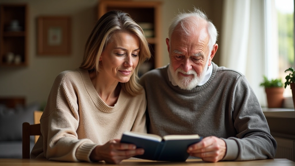 Woman aged 45-50 in professional casual clothing, friendly expression, engaged in conversation at community center
